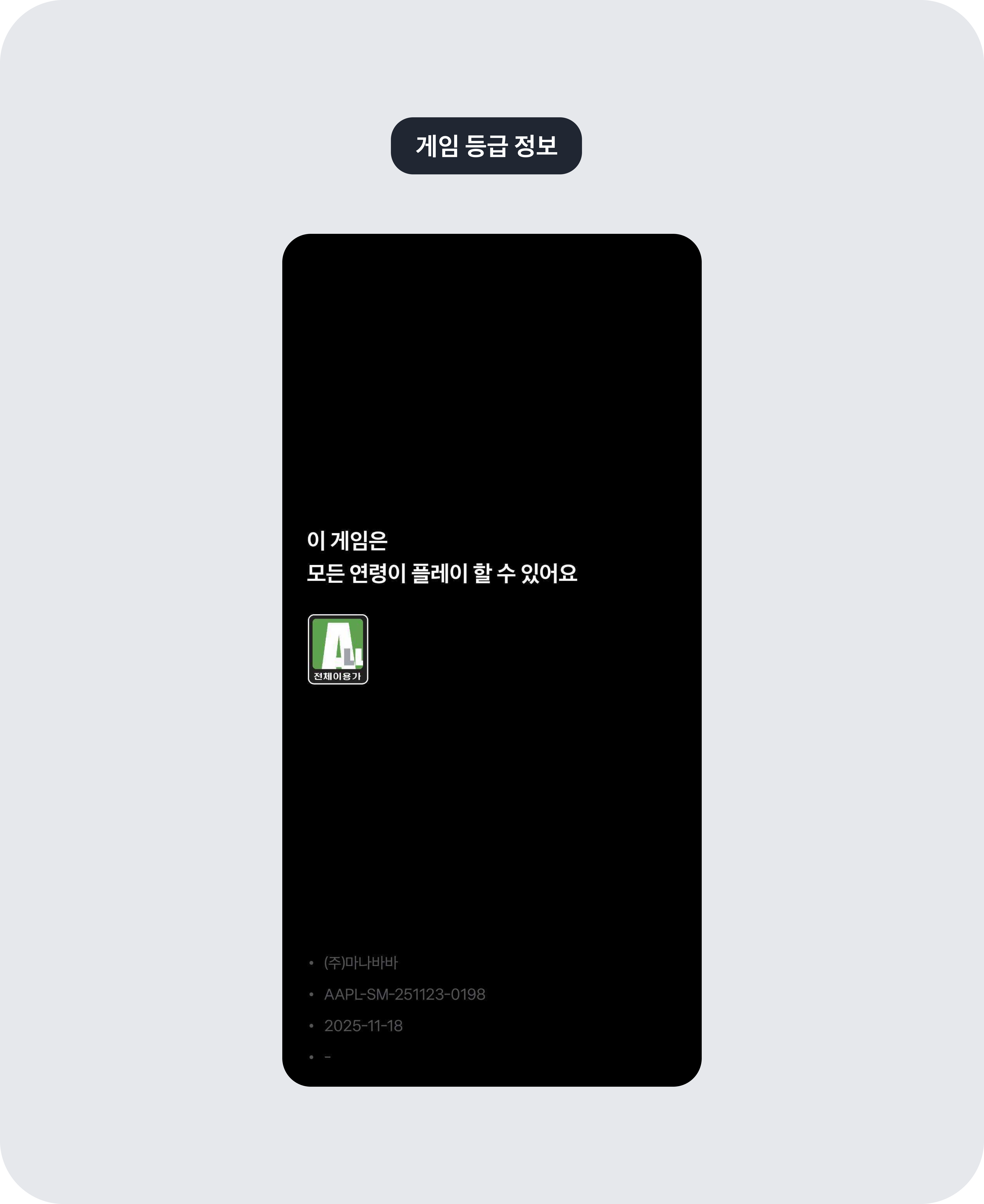 게임 등급 정보 화면